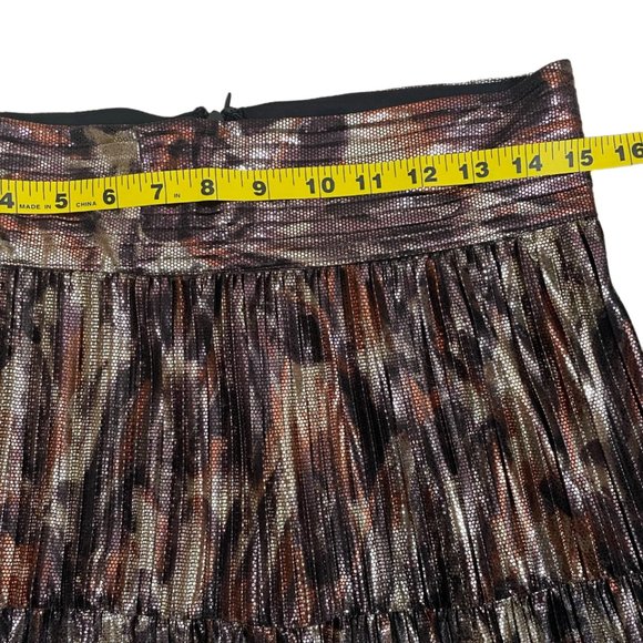 Ba&sh NEW Women's Metallic Poly Violet Tiered Pleated Midi Skirt Size 8 - Picture 14 of 16